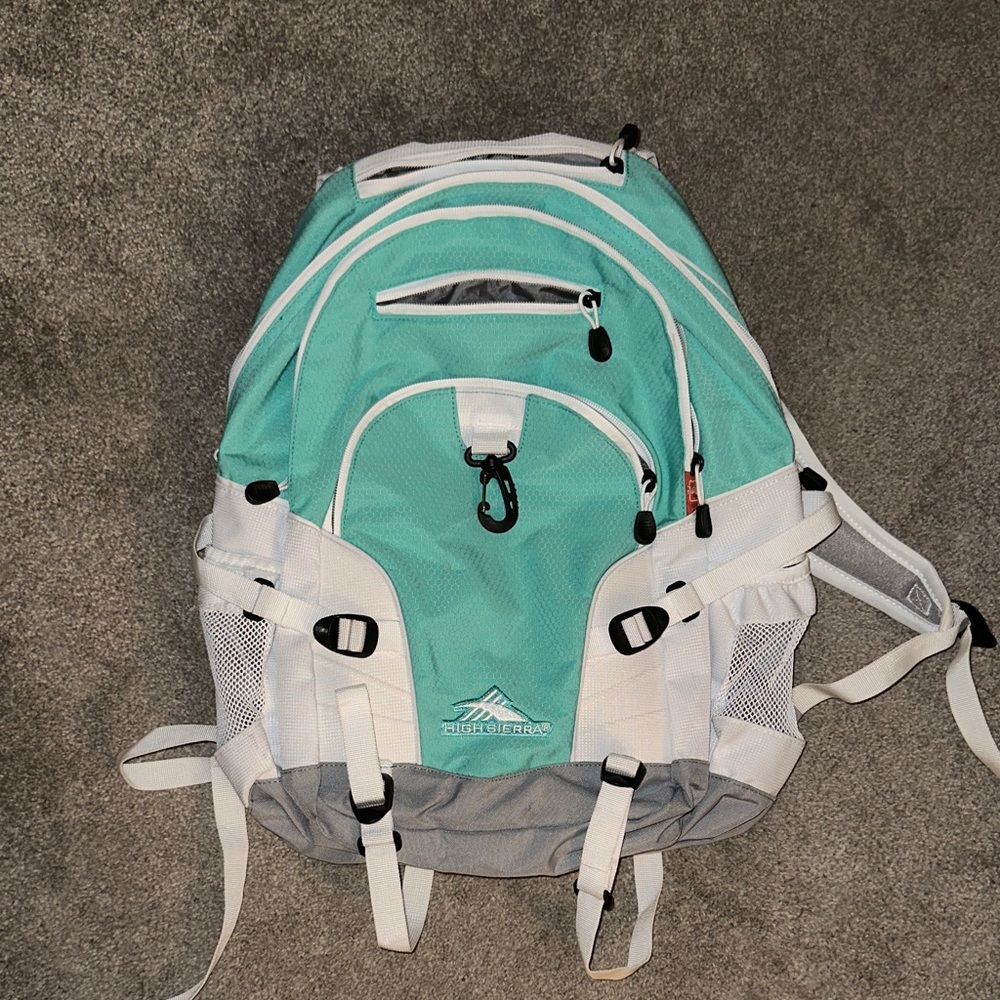 High Sierra Aqua and White Backpack